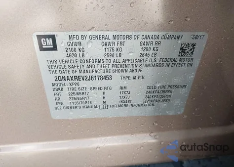 2018 Chevrolet Equinox Ls from USA, damaged, VIN 2GNAXREV2J6178453